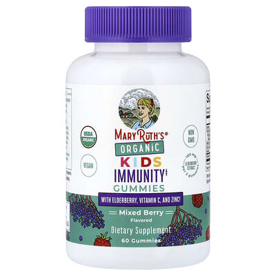 Organic Kids Immunity Gummies with Elderberry, Vitamin C, and Zinc, Mixed Berry, 60 Gummies