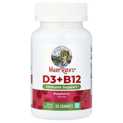 D3 + B12 Gummies, Raspberry, 60 Gummies