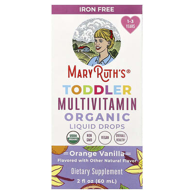 Organic Toddler Multivitamin Liquid Drops, 1-3 Years, Orange Vanilla, 2 fl oz (60 ml)