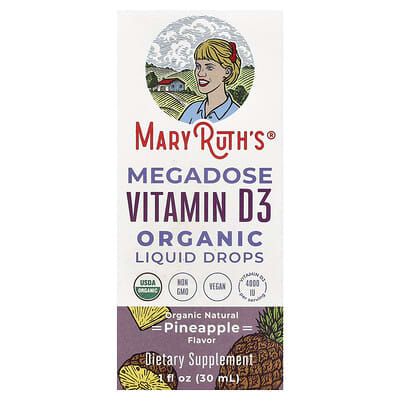 Megadose Vitamin D3 Organic Liquid Drops, Pineapple, 1 fl oz (30 ml)