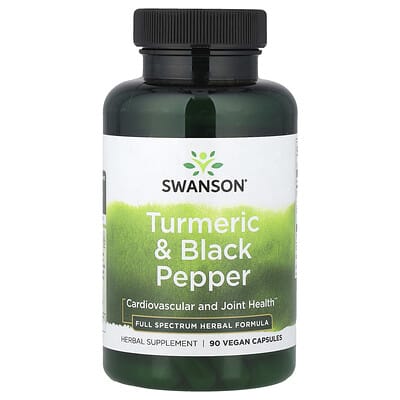 Куркума и черный перец, 90 веганских капсул Swanson Vitamins