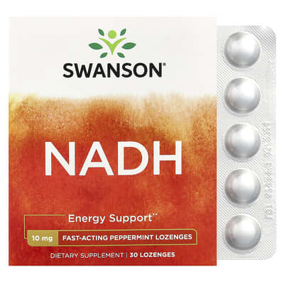 Swanson Vitamins NADH, Peppermint, 10 mg, 30 пастилок