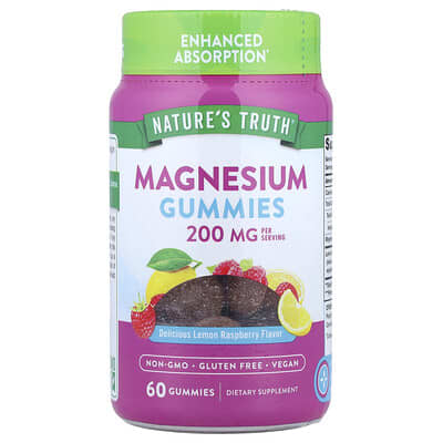 Magnesium Gummies, Delicious Lemon Raspberry, 60 Gummies