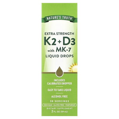 Витамины Nature's Truth K2 + D3 with MK-7 Liquid Drops, 2 fl oz (59 ml)