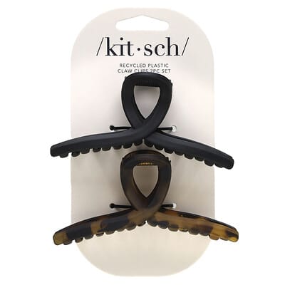 Recycled Plastic Claw Clips, Black & Tort, 2 Clips