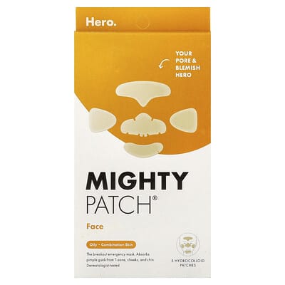 Mighty Patch®, Face, Oily, Combination Skin, 5 Hydrocolloid Patches