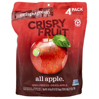 Фруктовые снеки Crispy Fruit, All Apple, 4 шт., 0.53 oz (15 g) каждый
