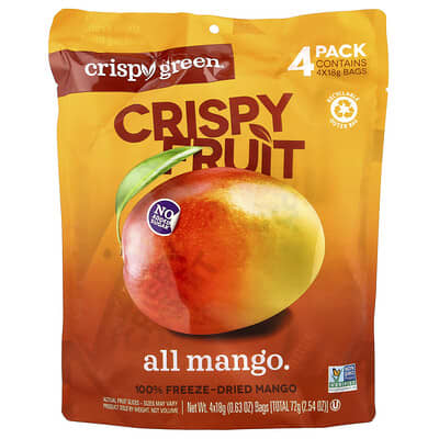 Crispy Fruit, All Mango, 4 упаковки, 0.63 oz (18 g) каждая