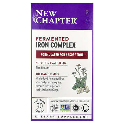 New Chapter ферментированный комплекс железа, 90 вегетарианских таблеток