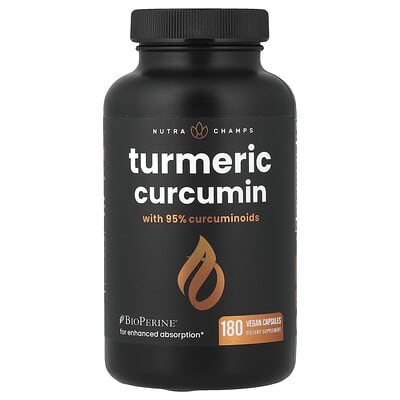 Куркума Turmeric Curcumin, 180 веганских капсул