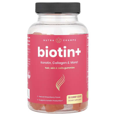 Biotin+ Gummies, Mixed Berry, 60 Gummy Bears