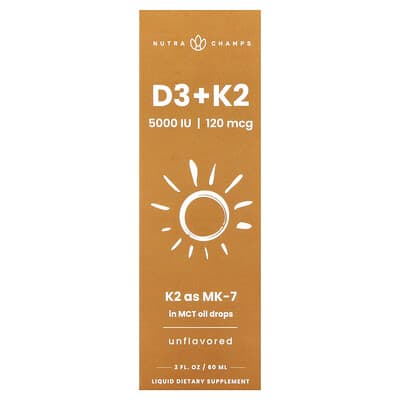 Витамин D3 + K2, без вкуса, 2 fl oz (60 ml)