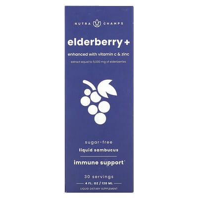 Бузина+ с витамином C и цинком NutraChamps, 4 fl oz (120 ml)