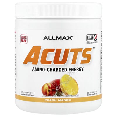 Энергетическая добавка ACUTS™, Amino-Charged, Peach Mango, 7.4 oz (210 g)