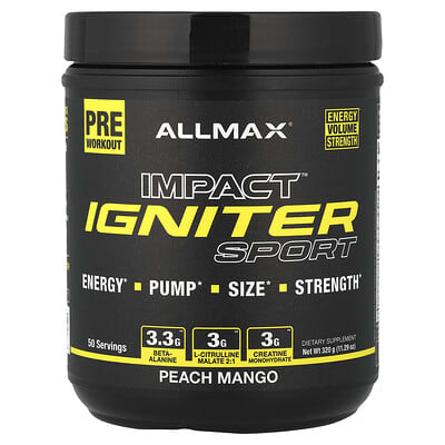 Предтренировочный комплекс IMPACT™ IGNITER Sport, персик-манго, 11.29 oz (320 g)
