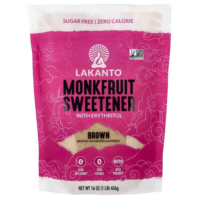 Сахарозаменитель с эритритом Monkfruit, коричневый, 16 oz (454 g)