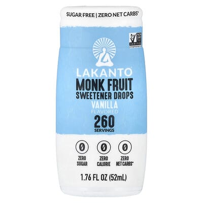 Подсластитель Lakanto Monkfruit Drops, Vanilla, 1.76 fl oz (52 ml)