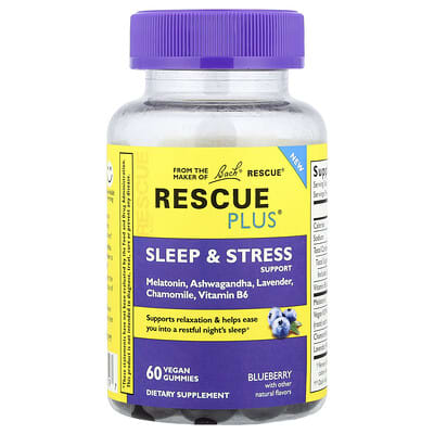 Rescue Plus®, Sleep & Stress Support Gummies, Blueberry, 60 Vegan Gummies