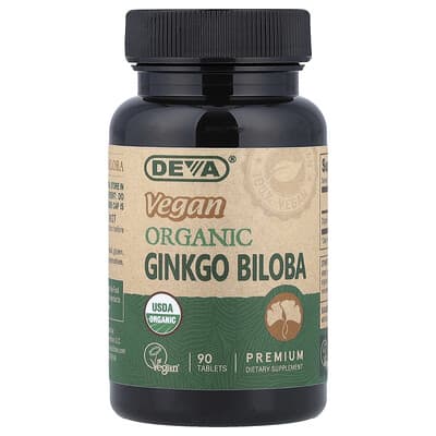 Органический веганский Ginkgo Biloba, 90 таблеток (300 mg на таблетку)