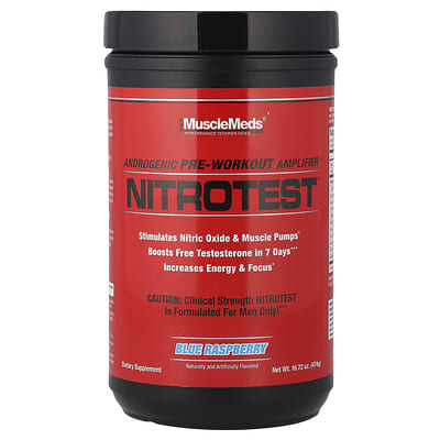 MuscleMeds Nitrotest™ предтренировочный комплекс Blue Raspberry, 16.72 oz (474 g)