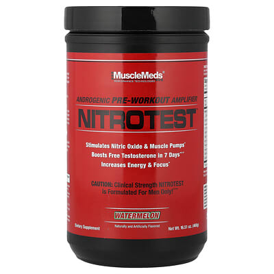 MuscleMeds Nitrotest™, Предтренировочный комплекс, Watermelon, 16.51 oz (468 g)