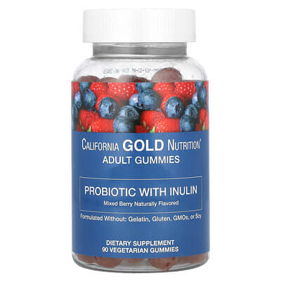 Probiotic with Inulin Gummies with Vitamin C, Folate, Berry Extract Blend and Organic Inulin, Natural Mixed Berry, 90 Vegetarian Gummies
