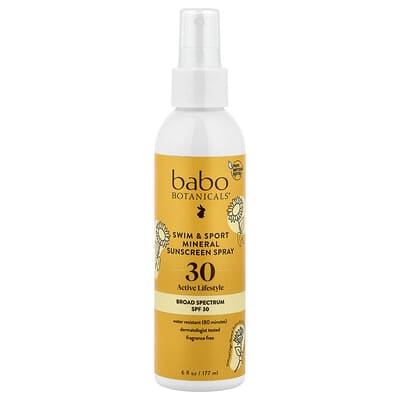 Минеральный солнцезащитный спрей Swim & Sport, SPF 30, 6 fl oz (177 ml)