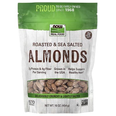 Real Food, Almonds, Roasted & Sea Salted, 16 oz (454 g)