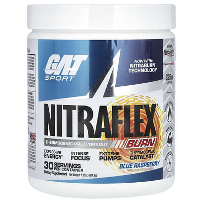 Sport, NITRAFLEX Burn, голубая малина, 7.23 oz (204.9 g)