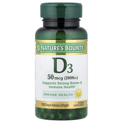 D3, 50 mcg (2,000 IU), 150 мягких капсул
