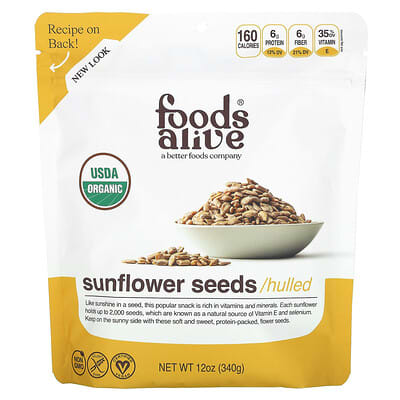 Organic Sunflower Seeds, Hulled, 12 oz (340 g)
