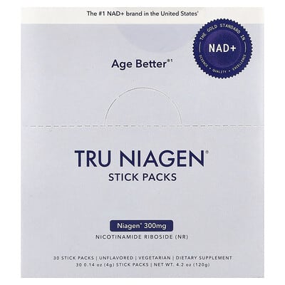 NAD+, Nicotinamide Riboside, Unflavored, 30 Stick Packs, 0.14 oz (4 g) Each
