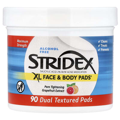 XL Face & Body Pads™, Alcohol Free, 90 Dual Textured Pads