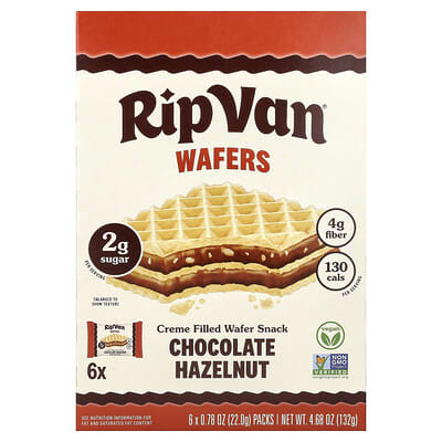 Creme Filled Wafer Snack, Chocolate Hazelnut, 6 Pack, 0.78 oz (22 g) Each