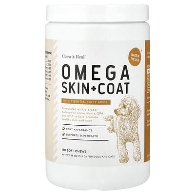 Omega Skin + Coat, with Essential Fatty Acids, For Dogs and Cats, 180 Soft Chew, 18 oz (513 g)