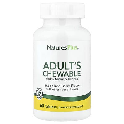 NaturesPlus Мультивитамины и минералы для взрослых, Exotic Red Berry, 60 таблеток