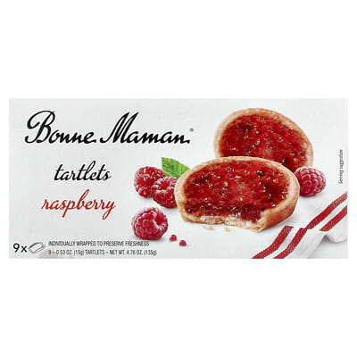 Bonne Maman тарталетки малиновые, 9 шт, 0.53 oz (15 g) каждая