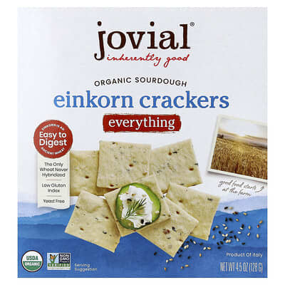 Органические крекеры из однозерновой пшеницы Einkorn, Everything, 4.5 oz (128 g)