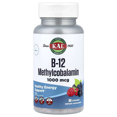 B-12 Methylcobalamin, Berry, 1,000 mcg, 60 Lozenges