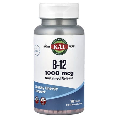 Витамин B-12 KAL Sustained Release, 1,000 mcg, 100 таблеток
