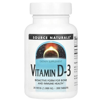 Vitamin D-3, 25 mcg (1,000 IU), 200 Tablets
