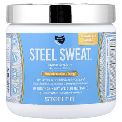 Метаболический катализатор Steel Sweat™, клубника-манго, 5.29 oz (150 g)