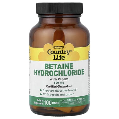 Betaine Hydrochloride with Pepsin, 100 Tablets