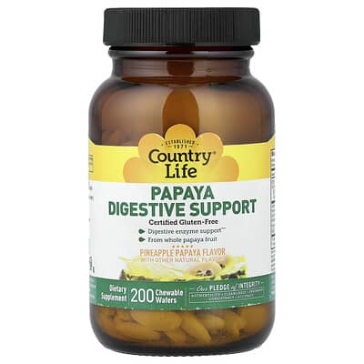 Papaya Digestive Support, Pineapple Papaya, 200 Chewable Wafers