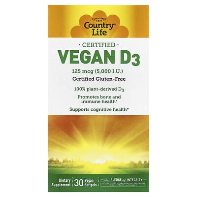 Certified Vegan D3, 125 mcg (5,000 IU), 30 Vegan Softgels