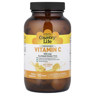 Country Life жевательные витамины Vitamin C, сочный апельсин, 90 таблеток