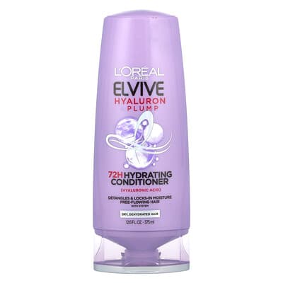 L'Oréal Elvive, Hyaluron + Pump, увлажняющий кондиционер 72H, для сухих и обезвоженных волос, 12.6 fl oz (375 ml)