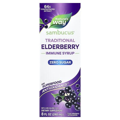 Sambucus®, традиционный сироп для иммунитета, без сахара, бузина, 8 fl oz (240 ml)