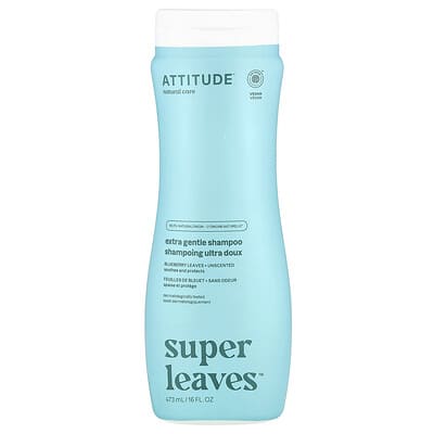Шампунь ATTITUDE Super Leaves™, Extra Gentle Shampoo, Unscented, 16 fl oz (473 ml)