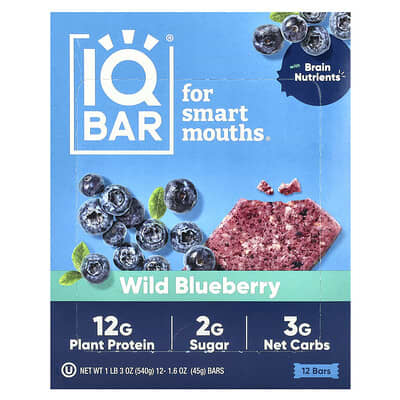 Clean Protein Bar, Wild Blueberry, 12 Bars, 1.6 oz (45 g) Each